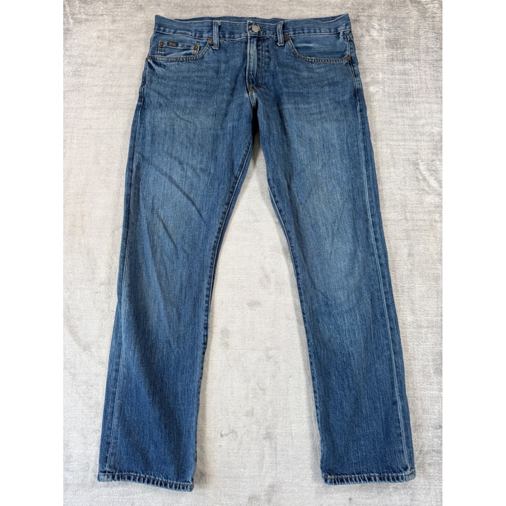 Polo Ralph Lauren Jeans Mens 34x32 Blue Varick Slim Straight Denim Medium Wash